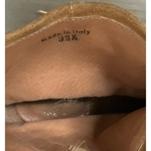 Saks Fifth Avenue Italy 10022 Honey Brown Suede Ankle Engineer Boots Womens 39.5 - Picture 13 of 14